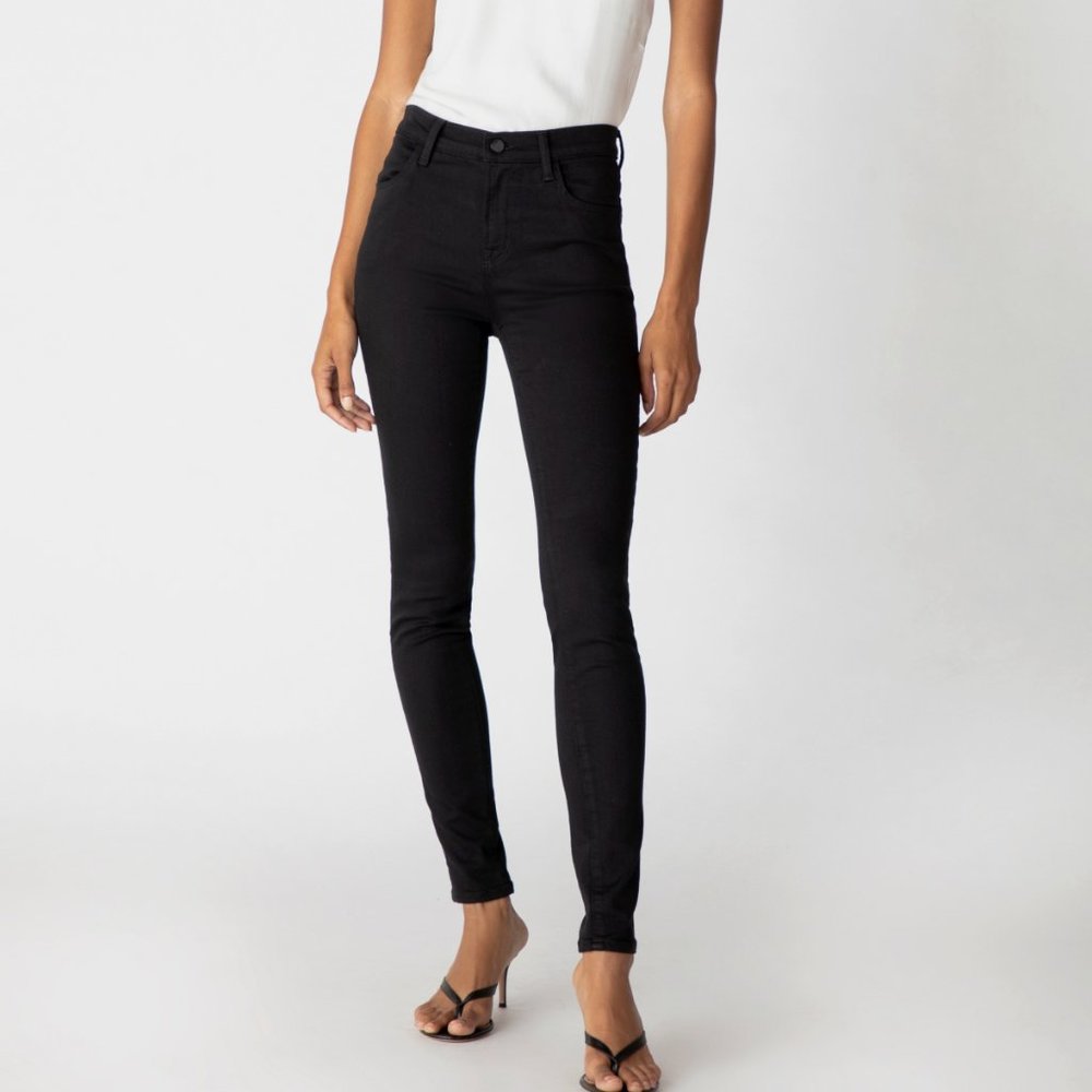 J Brand High-Rise Super Skinny Maria Denim, Black